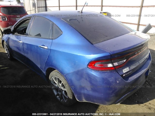 1C3CDFCH7DD300837 - 2013 DODGE DART LIMITED/R/T BLUE photo 3