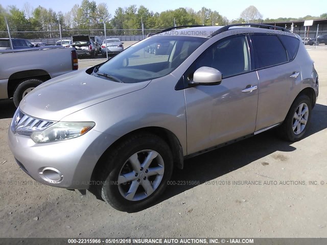 JN8AZ18W99W202066 - 2009 NISSAN MURANO S/SL/LE SILVER photo 2