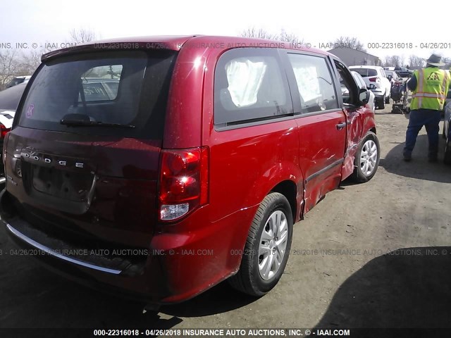 2C4RDGBG3ER129054 - 2014 DODGE GRAND CARAVAN SE RED photo 4