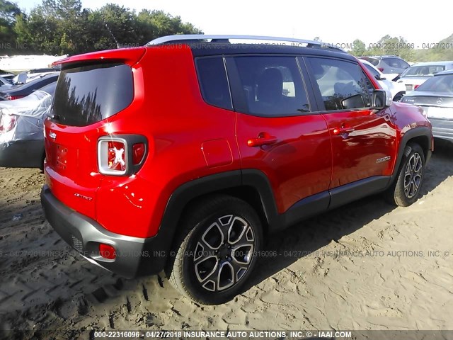 ZACCJADB7HPG41003 - 2017 JEEP RENEGADE LIMITED RED photo 4