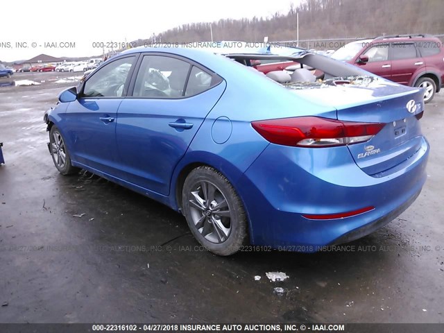 5NPD84LF4HH022048 - 2017 HYUNDAI ELANTRA SE/VALUE/LIMITED BLUE photo 3