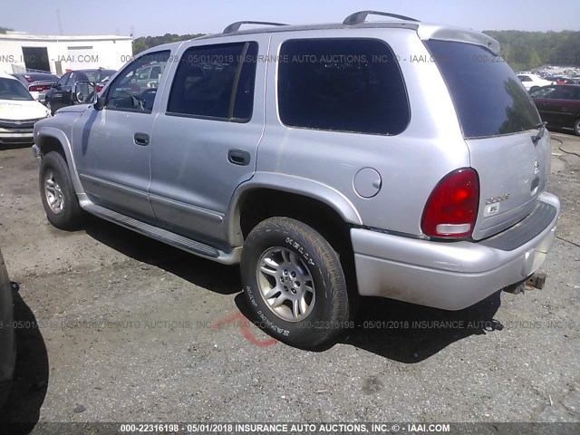 1D4HS48N43F504723 - 2003 DODGE DURANGO SLT SILVER photo 3