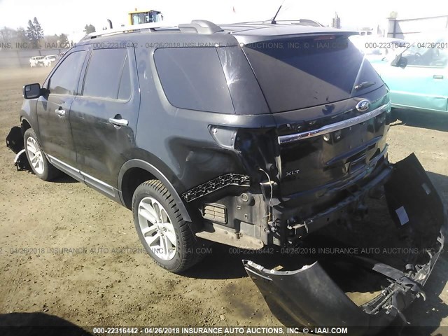 1FM5K8D84DGA72164 - 2013 FORD EXPLORER XLT BLACK photo 3