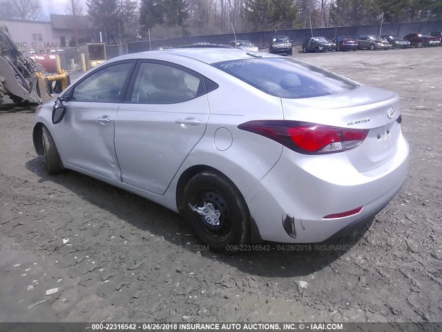 5NPDH4AE1GH734834 - 2016 HYUNDAI ELANTRA SE/SPORT/LIMITED SILVER photo 3