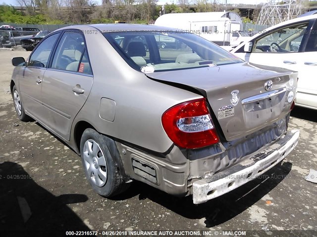 4T1BE32K72U100307 - 2002 TOYOTA CAMRY LE/XLE/SE BEIGE photo 3