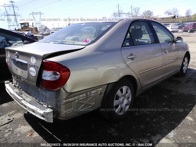 4T1BE32K72U100307 - 2002 TOYOTA CAMRY LE/XLE/SE BEIGE photo 4