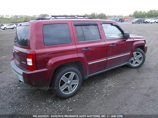 1J8FT48W68D568249 - 2008 JEEP PATRIOT LIMITED RED photo 4