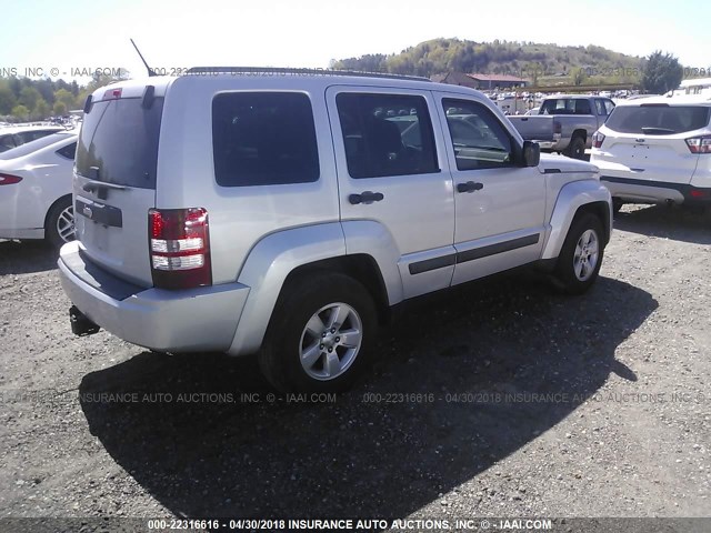 1C4PJMAK8CW142262 - 2012 JEEP LIBERTY SPORT SILVER photo 4