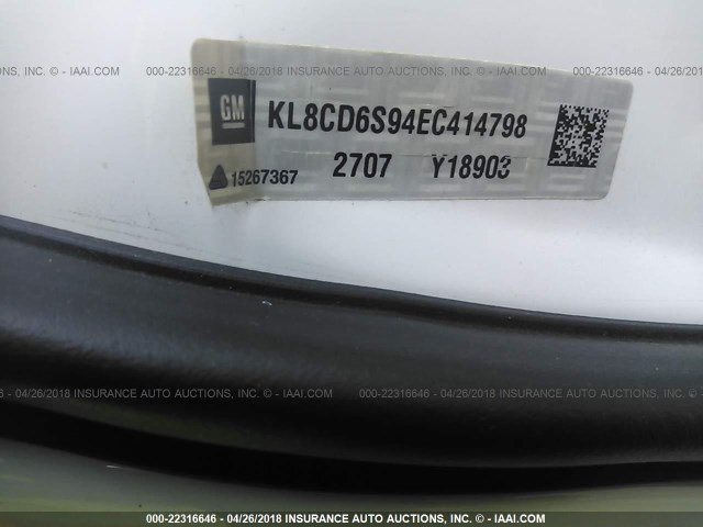 KL8CD6S94EC414798 - 2014 CHEVROLET SPARK 1LT WHITE photo 9
