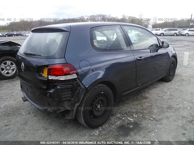 WVWBB7AJ4DW084362 - 2013 VOLKSWAGEN GOLF BLUE photo 4