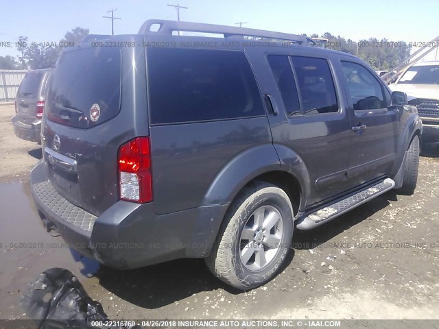 5N1AR1NN9CC624334 - 2012 NISSAN PATHFINDER S/LE/SE GRAY photo 4