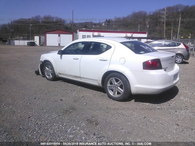 1C3CDZCB5DN626613 - 2013 DODGE AVENGER SXT WHITE photo 3