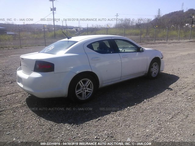 1C3CDZCB5DN626613 - 2013 DODGE AVENGER SXT WHITE photo 4