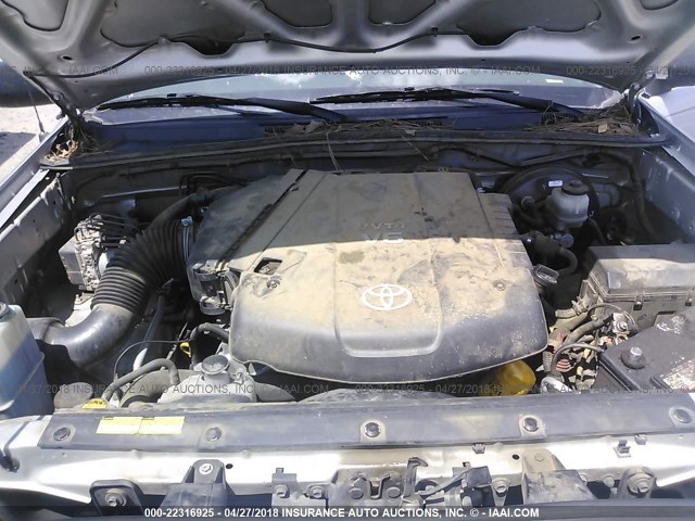 3TMJU4GN9AM106933 - 2010 TOYOTA TACOMA DOUBLE CAB PRERUNNER SILVER photo 10