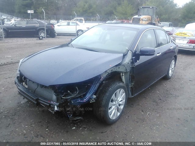 1HGCR3F83DA046599 - 2013 HONDA ACCORD EXL BLUE photo 2