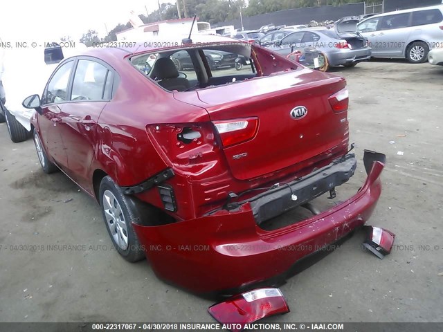 KNADM4A35E6390181 - 2014 KIA RIO LX RED photo 3