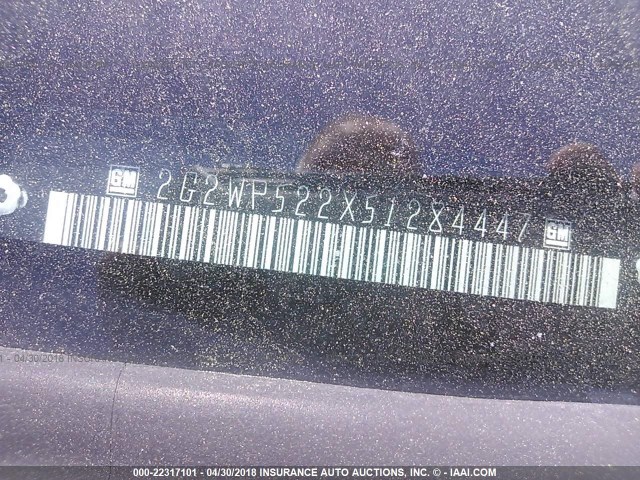 2G2WP522X51284447 - 2005 PONTIAC GRAND PRIX ვერცხლისფერი ფოტო 9