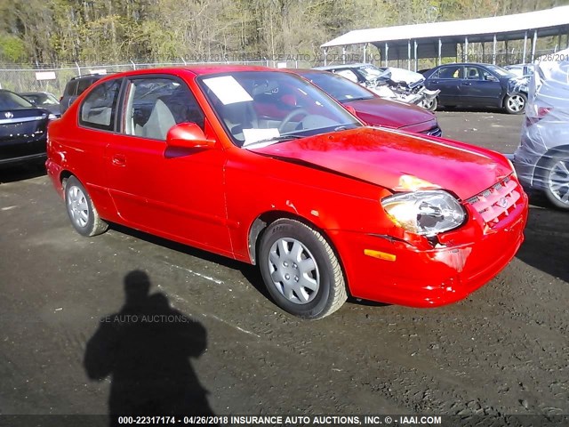 KMHCG35C65U335837 - 2005 HYUNDAI ACCENT GS RED photo 1