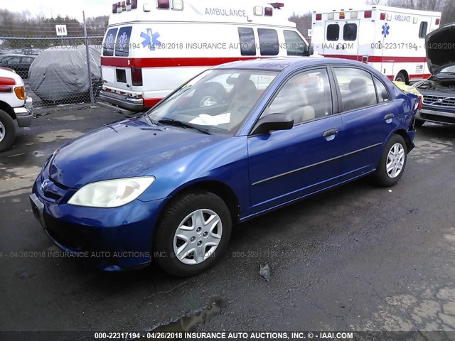 2HGES16375H578723 - 2005 HONDA CIVIC DX VP BLUE photo 2