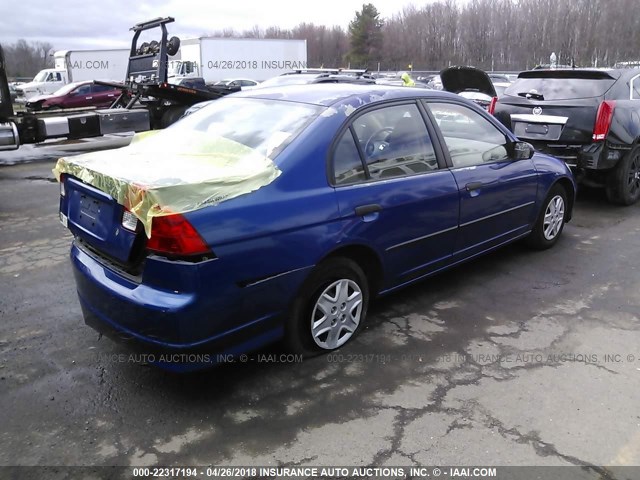 2HGES16375H578723 - 2005 HONDA CIVIC DX VP BLUE photo 4