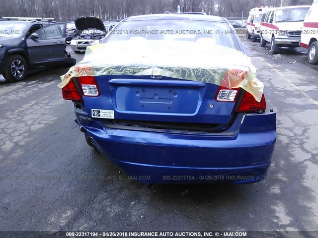 2HGES16375H578723 - 2005 HONDA CIVIC DX VP BLUE photo 6