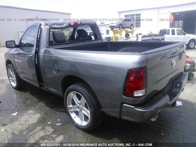 3C6JD6CT9CG117343 - 2012 DODGE RAM 1500 SPORT GRAY photo 3