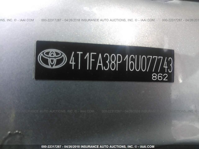 4T1FA38P16U077743 - 2006 TOYOTA CAMRY SOLARA SE/SLE 银色 照片 9