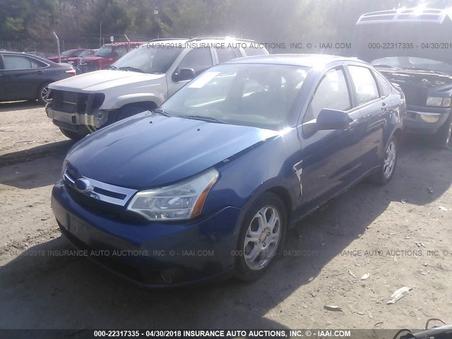 1FAHP35N38W272352 - 2008 FORD FOCUS SE/SEL/SES BLUE photo 2