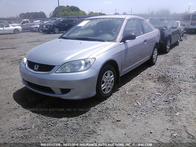 1HGEM211X4L062668 - 2004 HONDA CIVIC DX VP SILVER photo 2