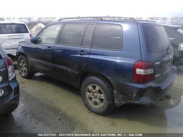 JTEEP21A050123384 - 2005 TOYOTA HIGHLANDER LIMITED BLUE photo 3