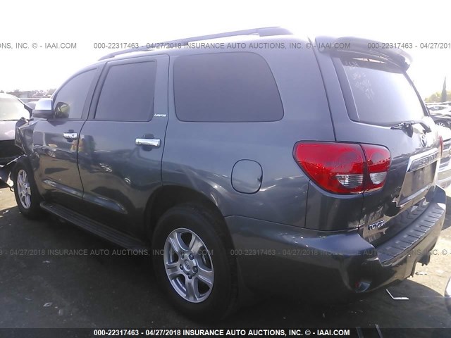 5TDZY68A28S012188 - 2008 TOYOTA SEQUOIA LIMITED GRAY photo 3