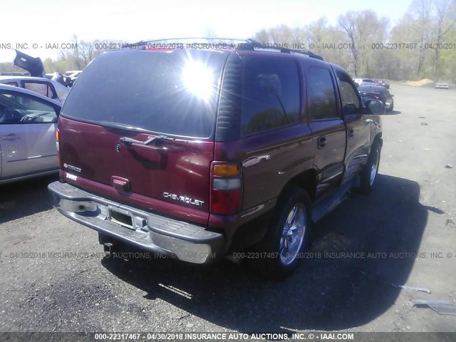 1GNEK13T61R147973 - 2001 CHEVROLET TAHOE K1500 RED photo 4