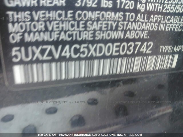 5UXZV4C5XD0E03742 - 2013 BMW X5 XDRIVE35I BLACK photo 9