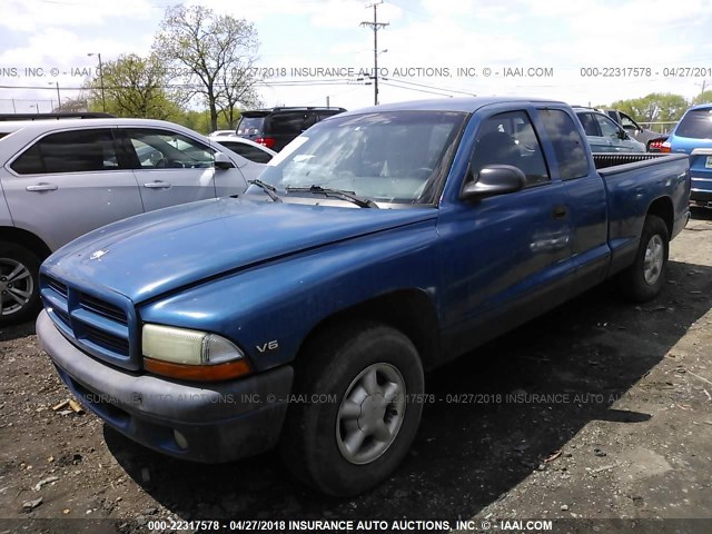 1B7GL22X2XS197389 - 1999 DODGE DAKOTA BLUE photo 2