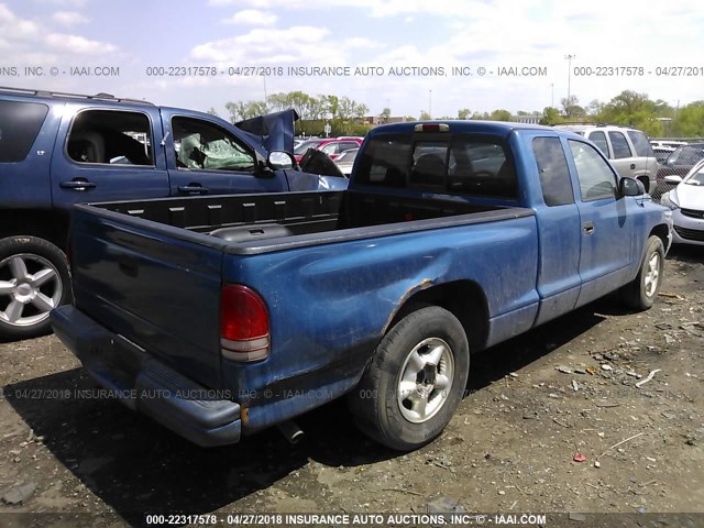 1B7GL22X2XS197389 - 1999 DODGE DAKOTA BLUE photo 4