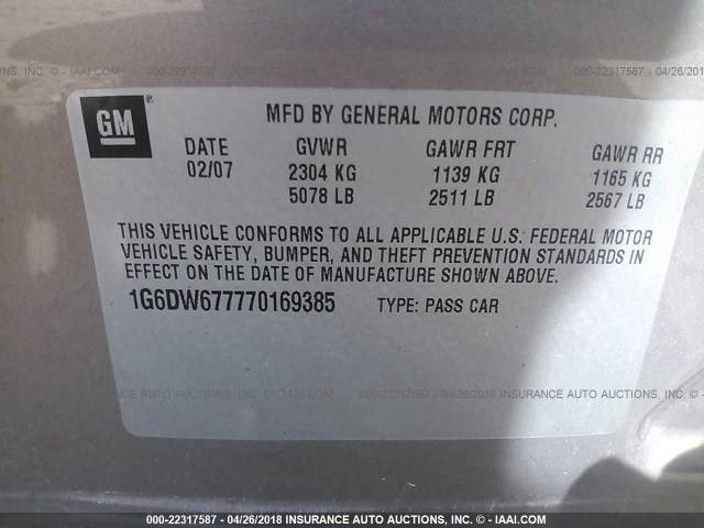 1G6DW677770169385 - 2007 CADILLAC STS GOLD photo 9