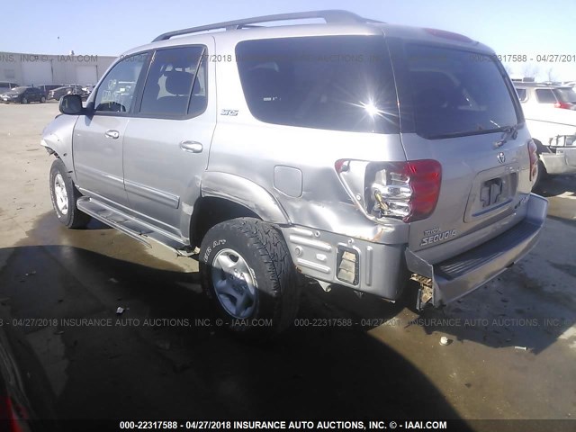5TDBT44A12S104961 - 2002 TOYOTA SEQUOIA SR5 SILVER photo 3