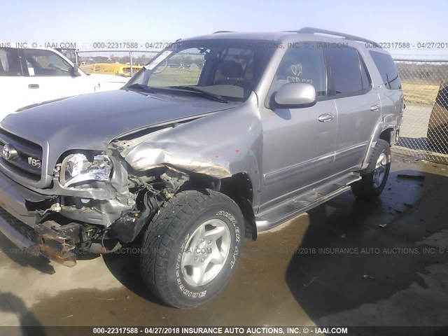 5TDBT44A12S104961 - 2002 TOYOTA SEQUOIA SR5 SILVER photo 6
