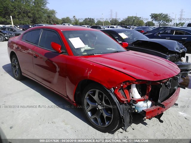 2C3CDXHG0GH267225 - 2016 DODGE CHARGER SXT RED photo 1