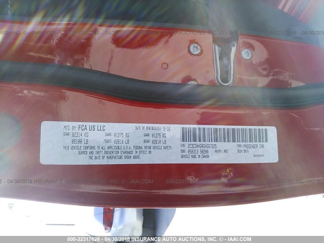 2C3CDXHG0GH267225 - 2016 DODGE CHARGER SXT RED photo 9