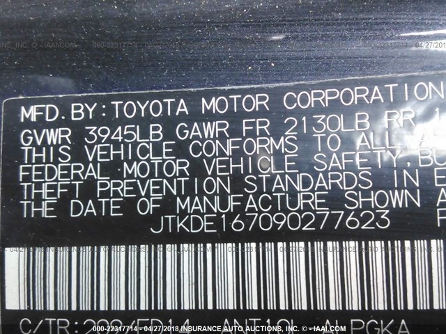 JTKDE167090277623 - 2009 TOYOTA SCION TC 黑色 照片 9