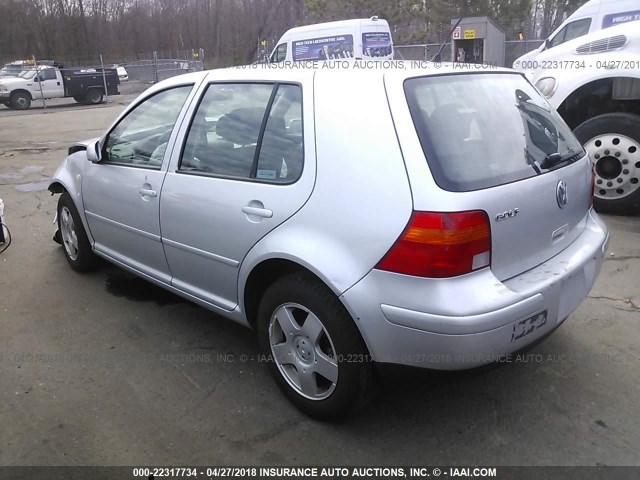 9BWGB61J224064724 - 2002 VOLKSWAGEN GOLF GLS SILVER photo 3