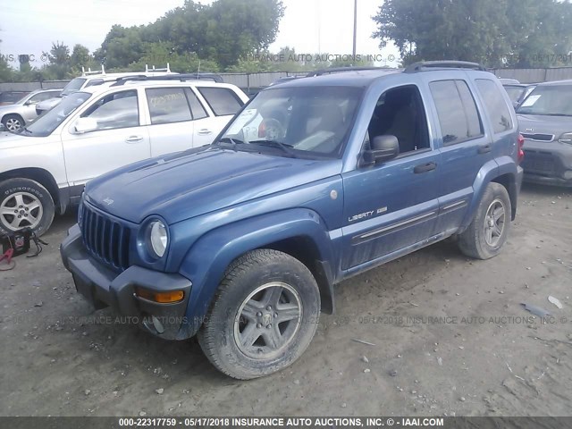 1J4GL48K14W170612 - 2004 JEEP LIBERTY SPORT BLUE photo 2