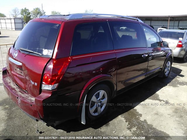 5N1BV28U37N141926 - 2007 NISSAN QUEST S/SE/SL MAROON photo 4