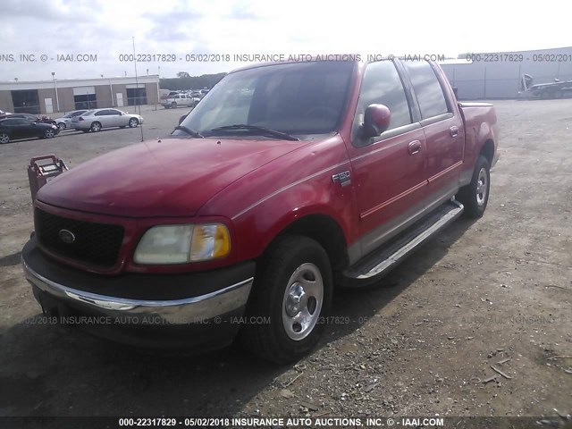 1FTRW07L81KB67525 - 2001 FORD F150 SUPERCREW RED photo 2