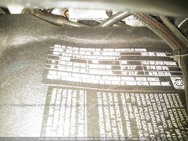 5VPYW36N0F3042831 - 2015 VICTORY MOTORCYCLES MAGNUM 红色 照片 10