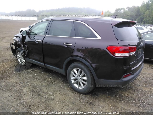 5XYPG4A52GG033467 - 2016 KIA SORENTO LX/L MAROON photo 3