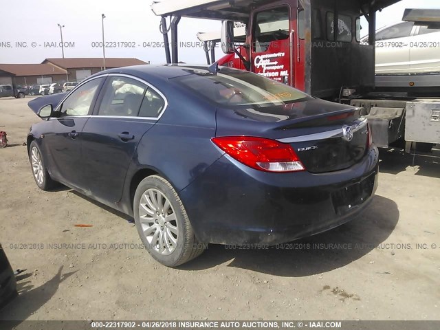 W04GN5EC6B1060341 - 2011 BUICK REGAL CXL BLUE photo 3