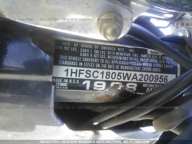 1HFSC1805WA200956 - 1998 HONDA VT1100 C BLACK photo 10