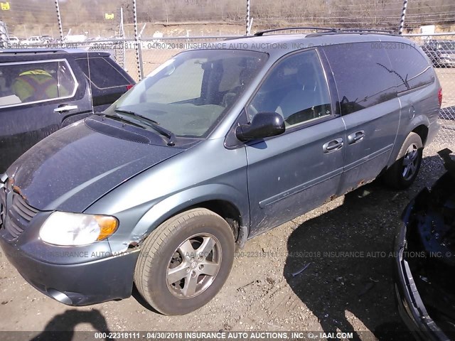 2D4GP44L36R917506 - 2006 DODGE GRAND CARAVAN SXT TEAL photo 2